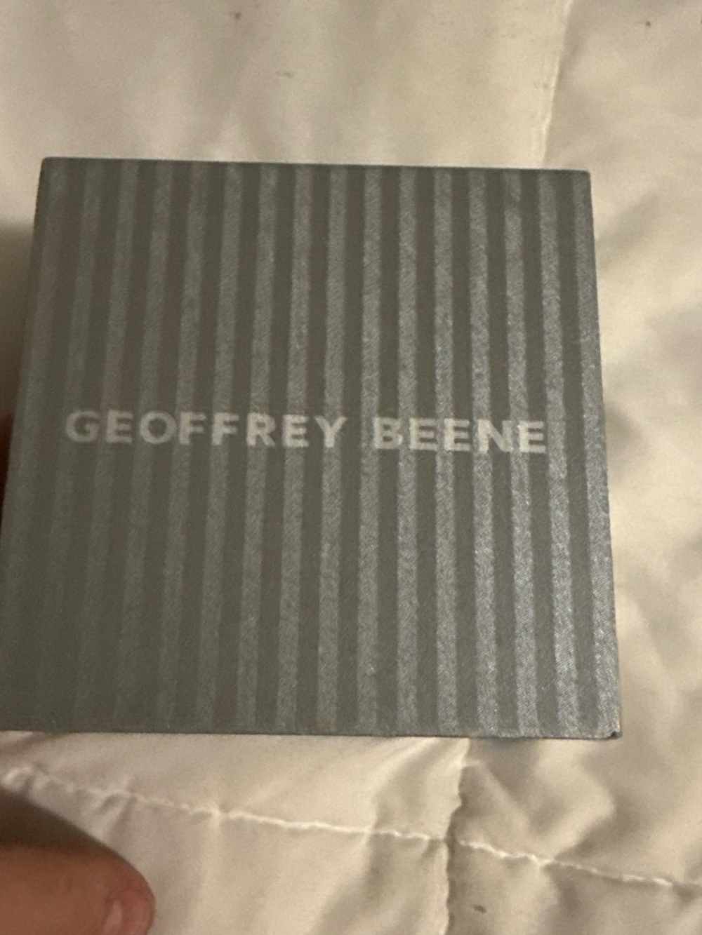 Geoffrey Beene Silver Gray Striped Watch Box